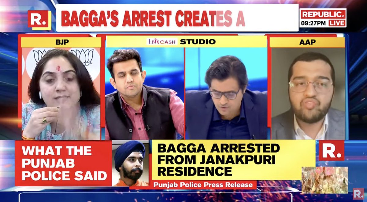 republic's tweet photo. #BaggaTweetArrest | Link the arrest to an incident: @NupurSharmaBJP dares AAP's Akshay Marathe https://t.co/6vE8StkKpO https://t.co/9e4WgzX08s