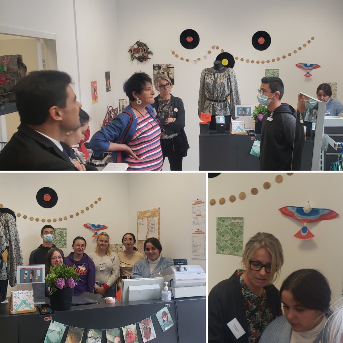 Mme la rectrice de l'académie de Grenoble et M l'inspecteur d'académie-DASEN 07 ont rencontré jeudi 5 mai les élèves de 3e SEGPA dans la boutique pédagogique Éthique &amp; Troc