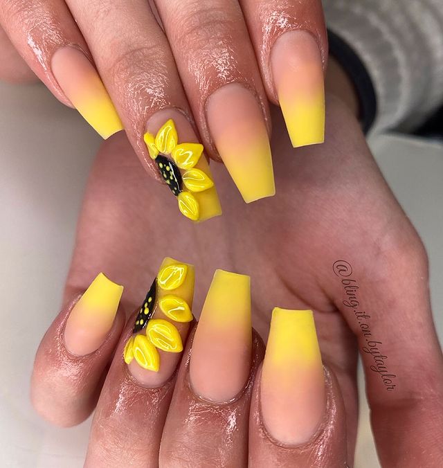 Notpolish-Thao Nguyen | Sunflowers collections 🌻my favorite yellow to use  to do Ombre or 3D flowers is M104-Yellow Mamba from @notpolish_nails 💛 💛  �... | Instagram
