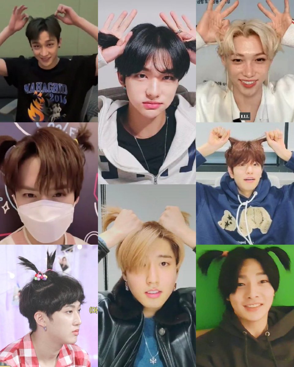 04HANM1N's tweet photo. stray kids 8/8 with pigtails. 🎀 https://t.co/6kFn1B2Yyd