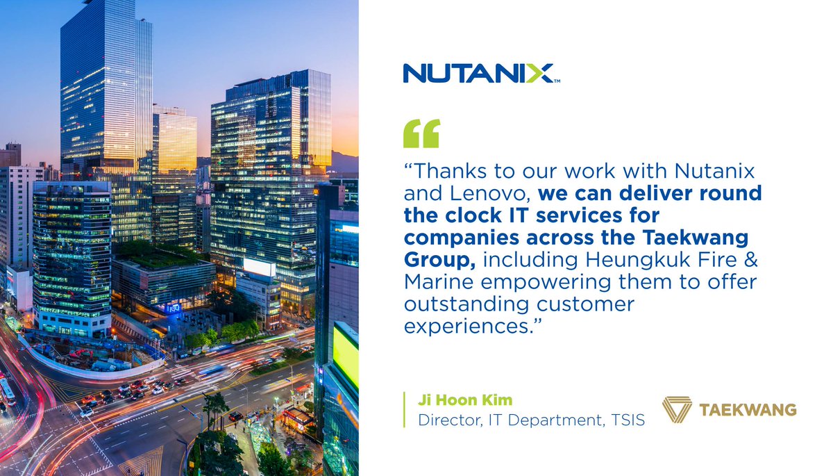 ZycomVPT's tweet photo. Operating across several verticals including infrastructure, media, and finance, it’s vital for the Taekwang Group to have 24/7 access to IT services. See why they trust #Nutanix and Lenovo to keep their businesses running. #NutanixStories  https://t.co/AaWrvuznrX https://t.co/ZMzHCeWgwQ