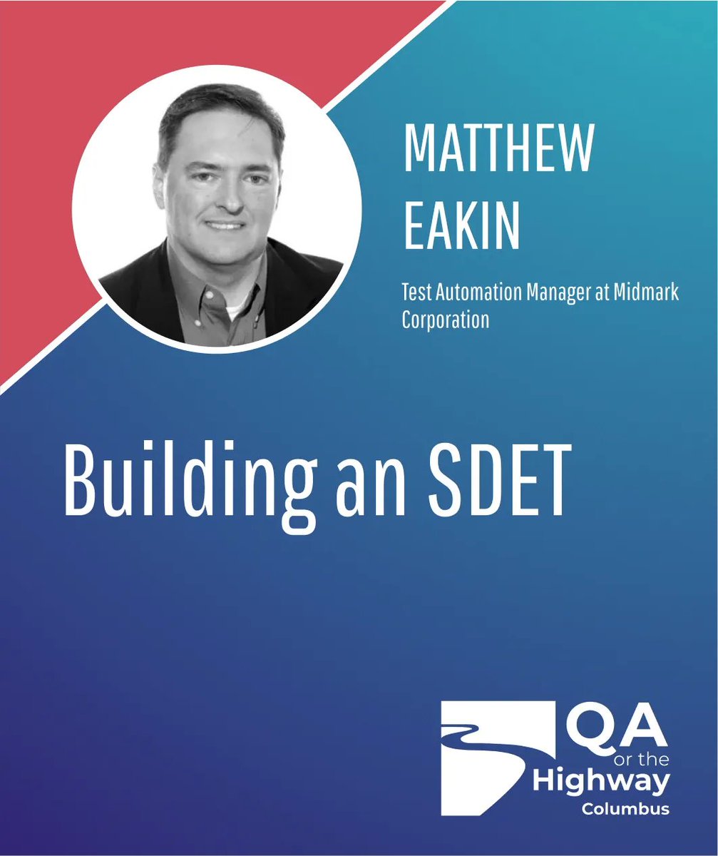 QAortheHighway's tweet photo. Come and see Matt Eakin (@MatthewEakin) talk about Building an SDET at QA or the Highway 2022!!! 
Register here -> https://t.co/BOXoTEvV3b https://t.co/aLCNb4lKV3
