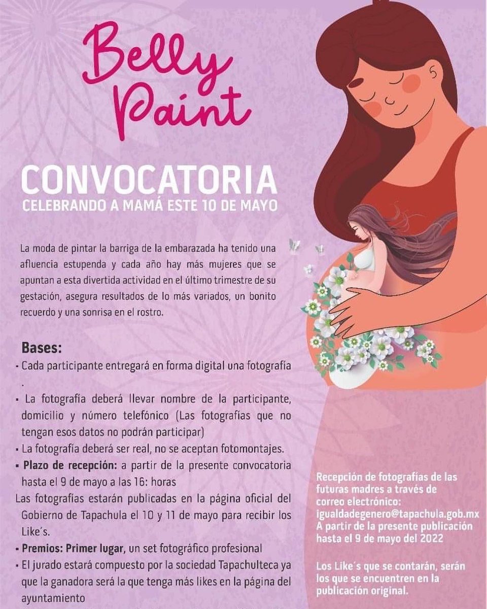 RosyUrbinaTap's tweet photo. Celebremos con todo nuestro amor y cariño a las mamás en su día, te invito a conocer y participar en las convocatorias de los concursos #PostDataTeAmo y #BellyPaint para que unidos digamos a una sola voz: ¡Felicidades Mamá! 

#TapachulaAvanza 🫶🏻
#DíaDeLasMadres 👩‍👧‍👧💓 https://t.co/0Nne3Vyg0h