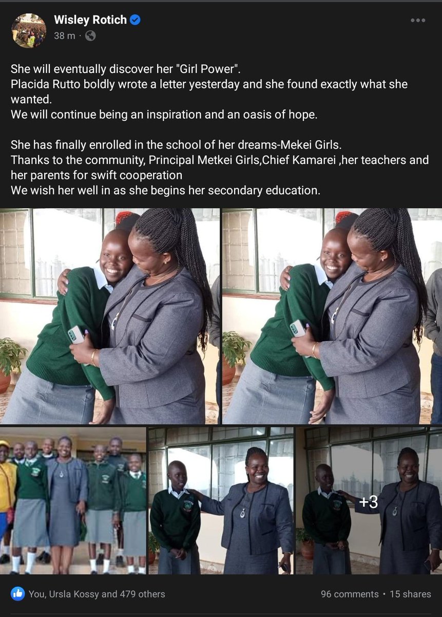 rotichwisley's tweet photo. She will eventually discover her "Girl Power".
Placida Rutto boldly wrote a letter yesterday and she found exactly what she wanted.
We will continue being an inspiration and an oasis of hope.
She has finally enrolled in the school of her dreams-Metkei Girls. https://t.co/eQ9A27Ti50