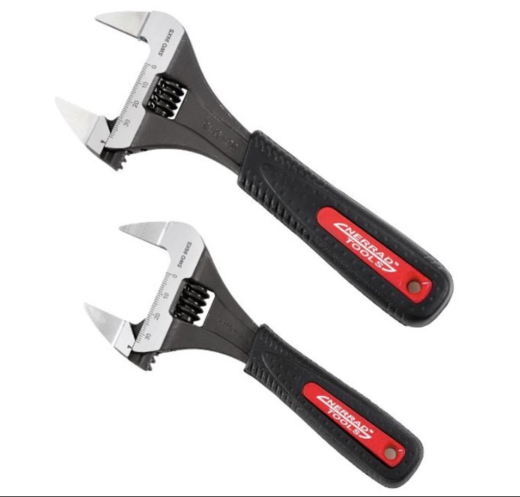 Nerrad_Tools's tweet photo. The Xtra slim jaws on our 6โ and 8โ Superwide Wrenches are perfect when access is limited around the fitting being worked on #nerradtools #engineeredforprofessionals #plumbing #heating #handtools #tools https://t.co/KmB7GjgAnF