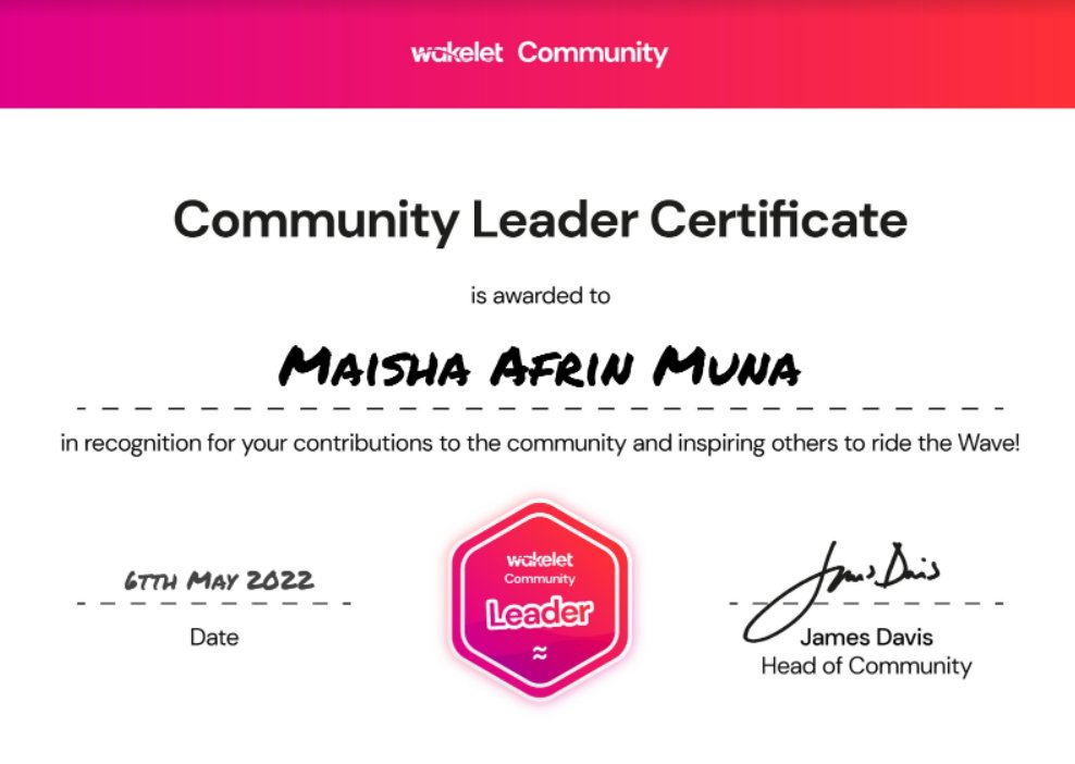 MunaMaisha's tweet photo. Finally Become Wakelet Community Leader.
Thank you @wakelet @JBDbiz @MisbahGedal 
#wakeletwave https://t.co/F7to93paG4