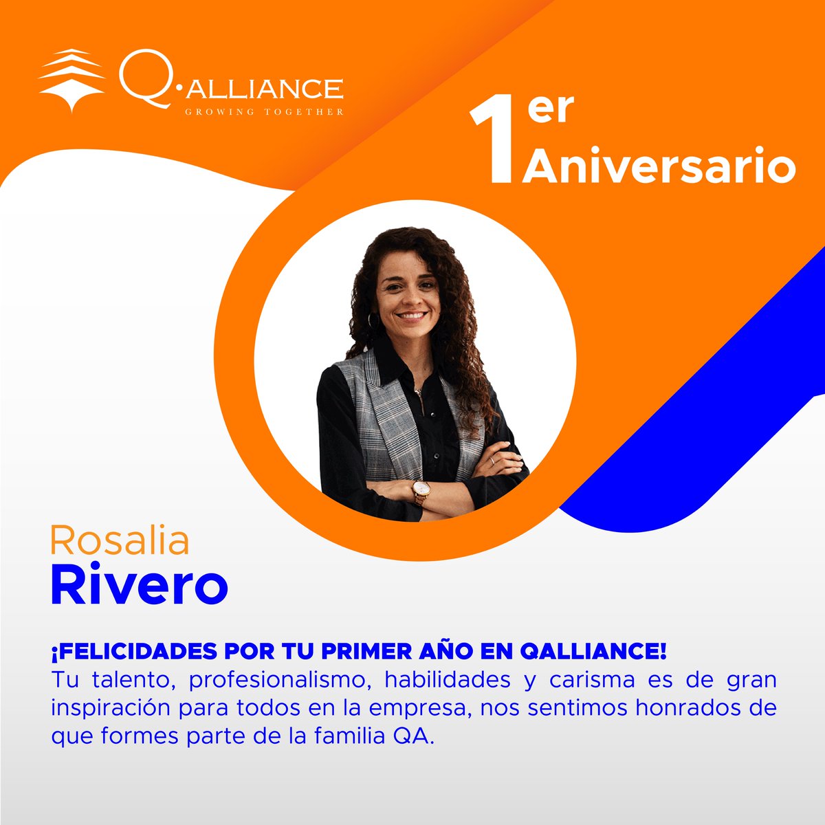 TheQalliance's tweet photo. ¡Felicidades, Rosalía! Un año que se ha pasado muy rápido y en el que nos hemos sentido orgullosos de trabajar a tu lado.

  #QAlliance #GrowingTogether https://t.co/9ITJ0EQV7P