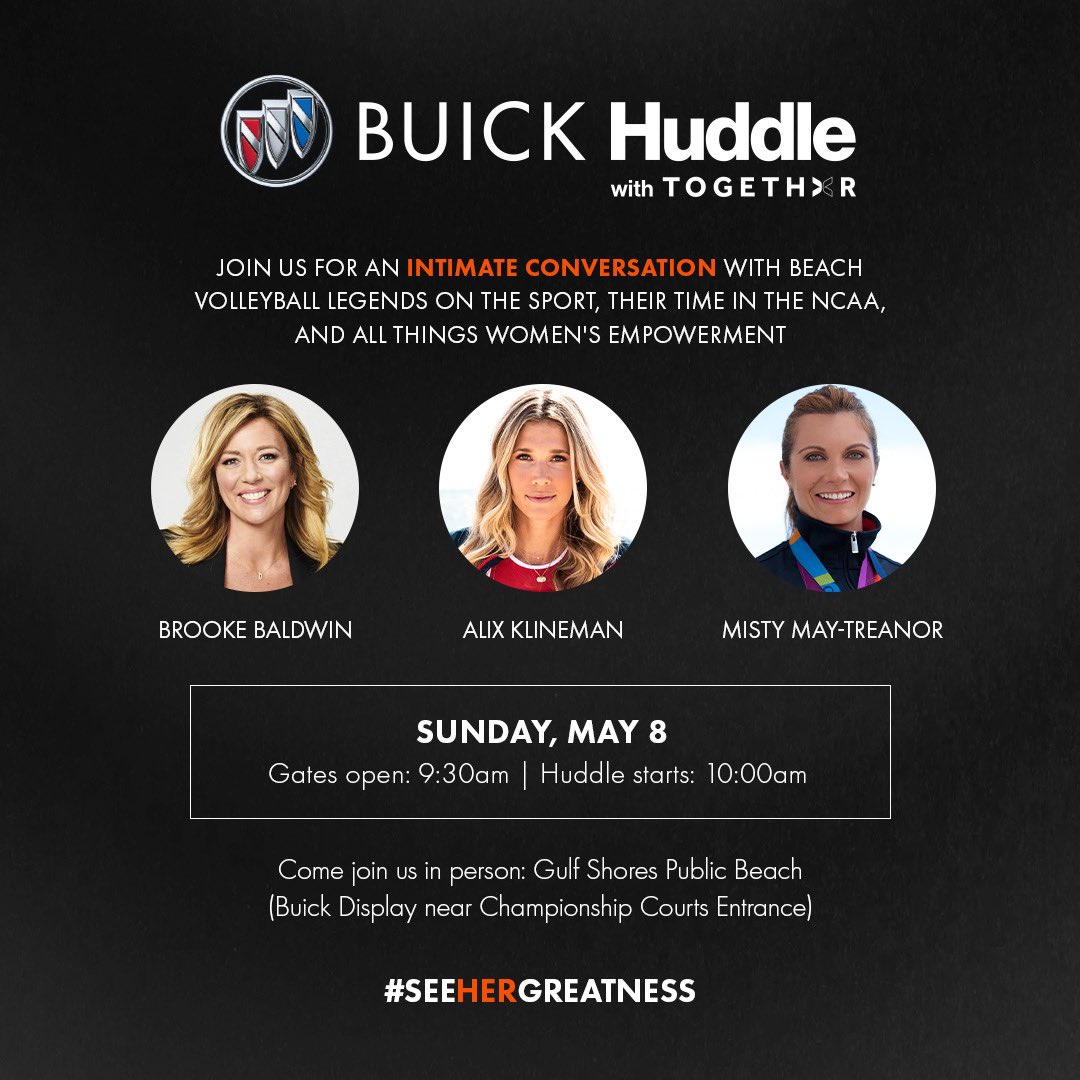 Alix Klineman (@alixklineman) on Twitter photo Who's meeting me in the Gulf Shores for the NCAA Beach Volleyball Championship?!
Find me at the <a href="/Buick/">Buick</a> huddle with <a href="/togethxr/">TOGETHXR</a> to talk all things beach volleyball with my friends <a href="/MistyMayTreanor/">Misty May-Treanor</a> and <a href="/BrookeBaldwin/">Brooke Baldwin</a> π
#SeeHerGreatness Who's meeting me in the Gulf Shores for the NCAA Beach Volleyball Championship?!
Find me at the <a href="/Buick/">Buick</a> huddle with <a href="/togethxr/">TOGETHXR</a> to talk all things beach volleyball with my friends <a href="/MistyMayTreanor/">Misty May-Treanor</a> and <a href="/BrookeBaldwin/">Brooke Baldwin</a> π
#SeeHerGreatness