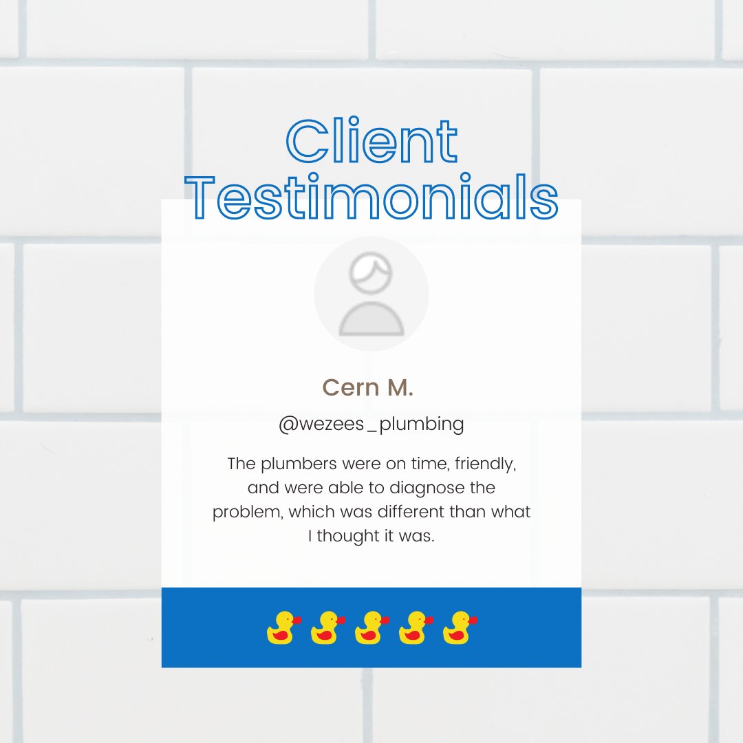 WezeesPlumbing's tweet photo. Our customers are incredibly important to us. 

Thank you, Cern! We would love to be your go-to plumbing company! 😀 https://t.co/wSemb9gseB