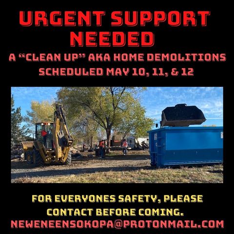 LvLiberation's tweet photo. ⚠ LAND DEFENDERS NEEDED IN WINNEMUCCA ⚠

Please share so we can reach as many folks who are able to show up as is possible.  There is a scheduled eviction of elders followed by a demolition of their homes just a few days from now.  More info in 4th photo. https://t.co/gSDgDmXZ41