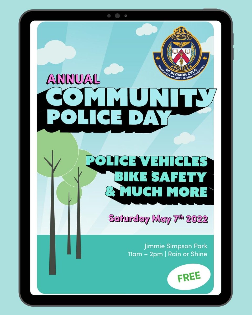 gregcarver's tweet photo. Police Day is back at 55 Division! This Saturday at Jimmie Simpson Park 11 - 2pm.
Come meet some of your 55 Division Officers and learn about the Community Police Liaison Committee.
#tps55Div #TorontoPolice @TPS55Div https://t.co/JrtASSa3E3