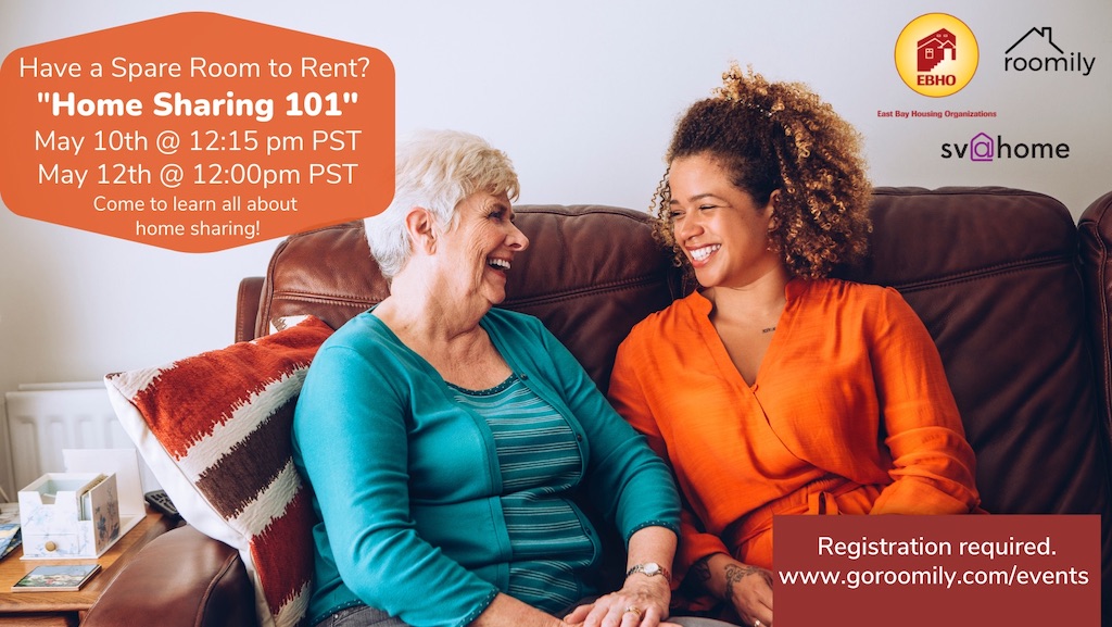goroomily's tweet photo. Join Roomily for "Home Sharing 101." For professionals & individuals who want to learn about home sharing. I will be hosting w/Annamarie Pluhar, educator & advocate. https://t.co/llONAZwxoX to register (required). See you there! #silcionvalleyathome #ebho, #affordablehousingmonth https://t.co/50jQbCOh47