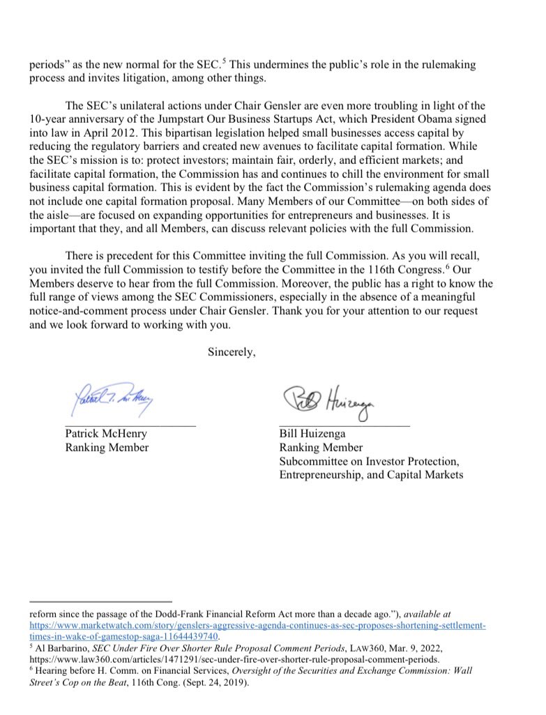 Why are Democrats protecting <a href="/GaryGensler/">Gary Gensler</a> and the <a href="/SECGov/">U.S. Securities and Exchange Commission</a>? American investors deserve answers from the people tasked with overseeing our capital markets. Congress should fulfill its constitutional role to conduct oversight. Read my letter with <a href="/PatrickMcHenry/">Patrick McHenry</a> below.