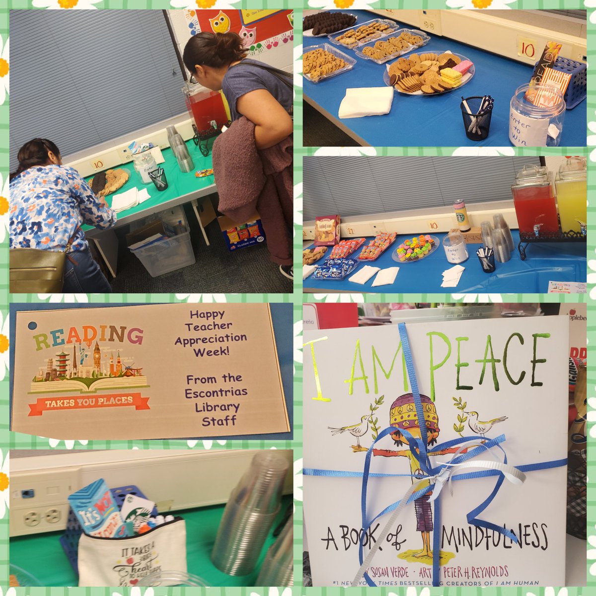 Thank you <a href="/CBustillos_EES/">Cristina Bustillos</a> and Library Staff for the delicious treats and raffle prizes all week long. You made us feel special ❤️🐾😊 #TeacherAppreciationWeek2022 #TeamEscontrias