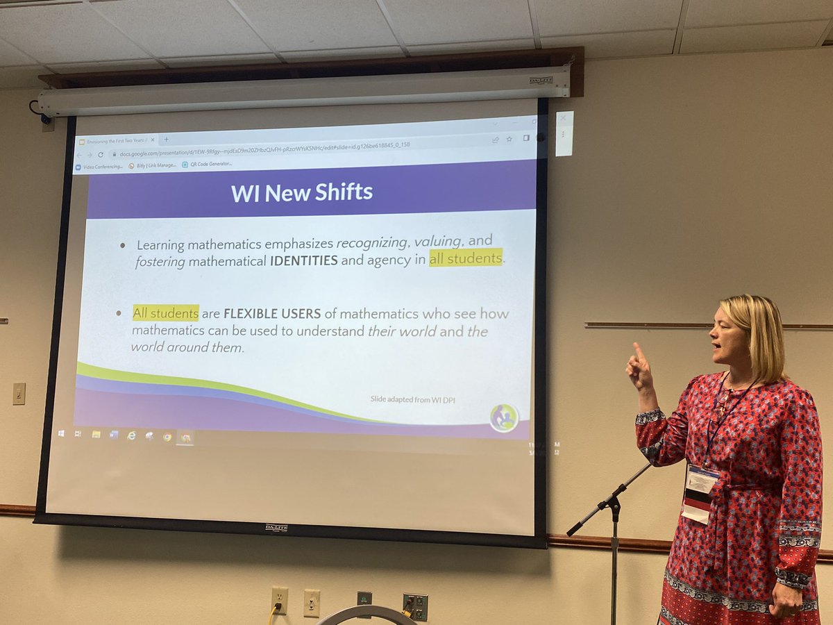 jenniferklawler's tweet photo. Outgoing @WisMathCouncil President @tammoyni reminding us to center students and the WI Math Standards shifts in our work of invigorating high school math. #WisMath22 https://t.co/cUXQ7JEuXS