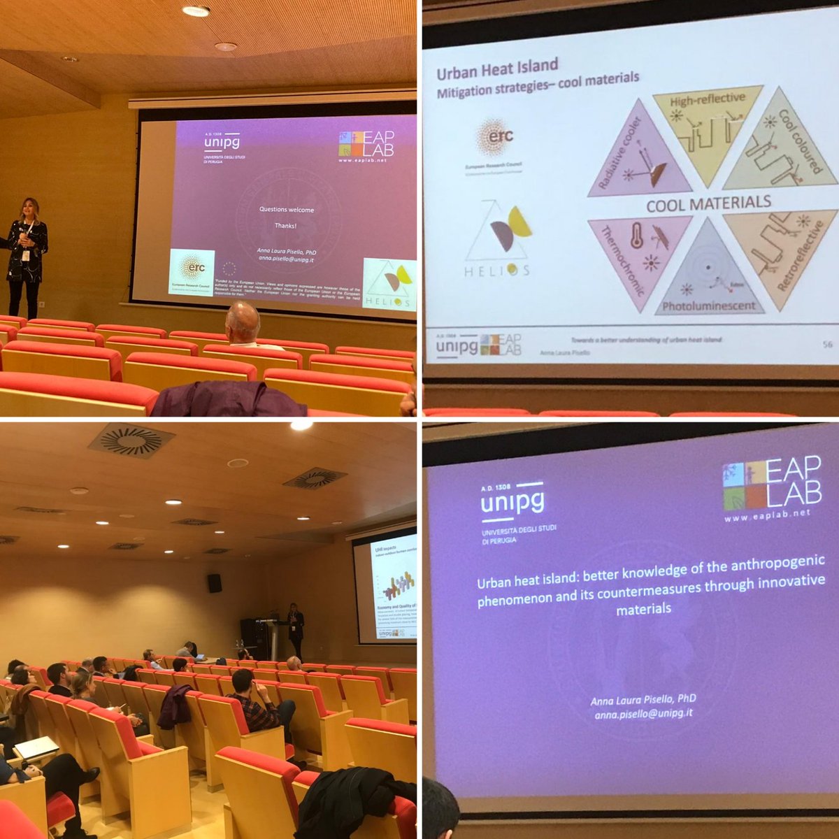 AnnaLauraPisell's tweet photo. Ready to be back to @UniperugiaNews after 1 #keynote and 2talks about #HELIOSERC #ERC on #radiativecooling 🏞vs. #urbanheatisland 🏘at the @CSIC #Miracleconcrete #workshop organized by @jorgedolado Thanks for inviting #EAPLAB.NET! Not too bad for having started 5 days ago🌍🇪🇺 https://t.co/NYpEtmTTD0
