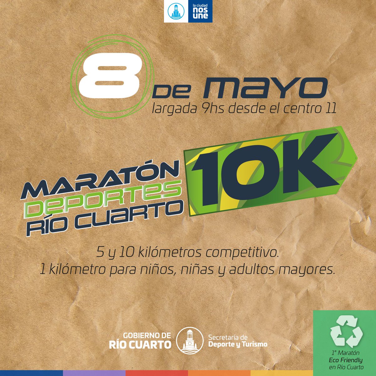 📣 ESTE DOMINGO - Llega la Maratón Deportes Río Cuarto, una de las carreras de calle más importantes del sur de Córdoba❗⁣
⁣
📅 8 de mayo⁣
🕘 LARGADA 9:00⁣
📌 Lugar: Centro 11⁣
✅ Distancias: 5 y 10 kilómetros.⁣
<a href="/DeportesRioIV/">Deportes Río Cuarto</a>⁣
#MaratonDRC #Maraton #Carrera #Deportes