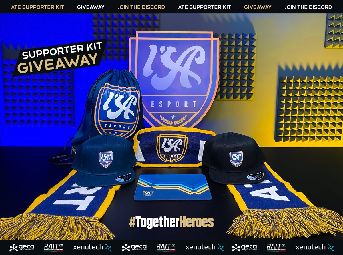 EsportAtleta's tweet photo. Partecipa al Giveaway, hai tempo fino alla mezzanotte di domenica per vincere l'esclusivo Supporter Kit Atleta Esport. Come?
1. Unisciti al Discord #TogetherHeroes: https://t.co/5W0Nz3mpF0
2. Segui @EsportAtleta 
3. RT &amp;❤️al post
Il vincitore verrà estratto Lunedì, GL! https://t.co/dzFgtEKCUK