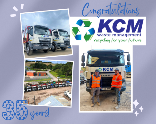 Local business <a href="/KCMWaste/">KCM Waste Management</a> are celebrating 35 years in business!

It’s great to work so closely with a fantastic local business, we congratulate them on 35 years and wish them further success in the future. Congratulations!