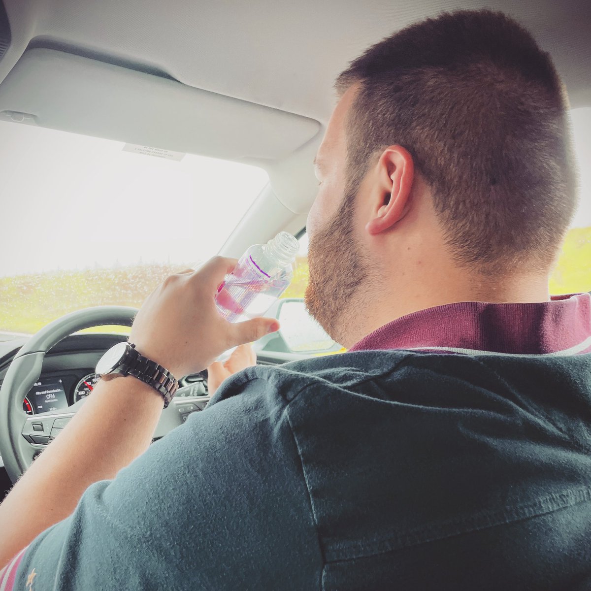 FaraOrkney's tweet photo. We’re off to #tredegarhousefolkfestival and @RoryMatheson88 is at the helm for the first time.  He’ll be driving us through 3 countries in 7hrs whilst delicately sipping on this small vessel of Rose Water that nobody saw coming. 

#youthinkyouknowsomeone #wales #newport #festival https://t.co/o2ZKmtDJ7w