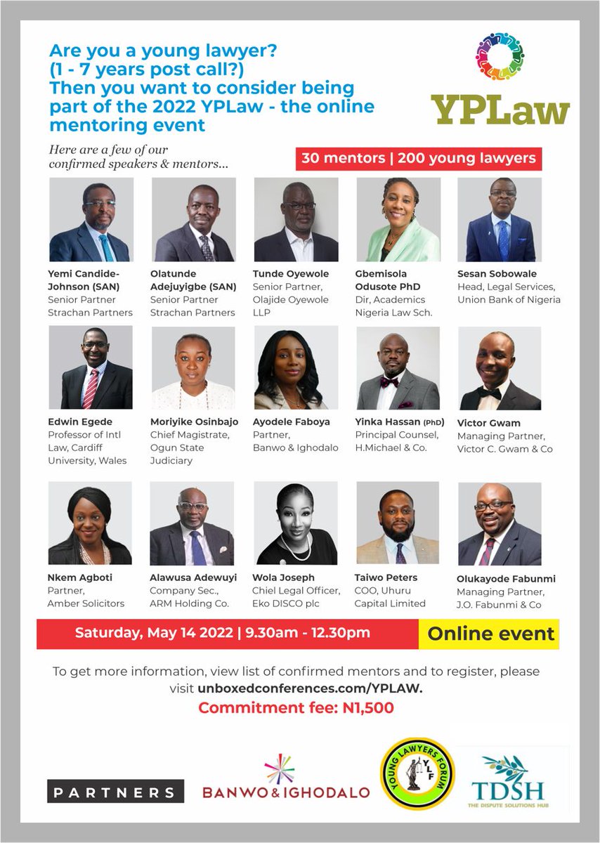 The Nigerian Bar Association Young Lawyers Forum (YLF) is partnering with Unboxed Conferences to organise YPLAW, an online mentoring event for young lawyers.
