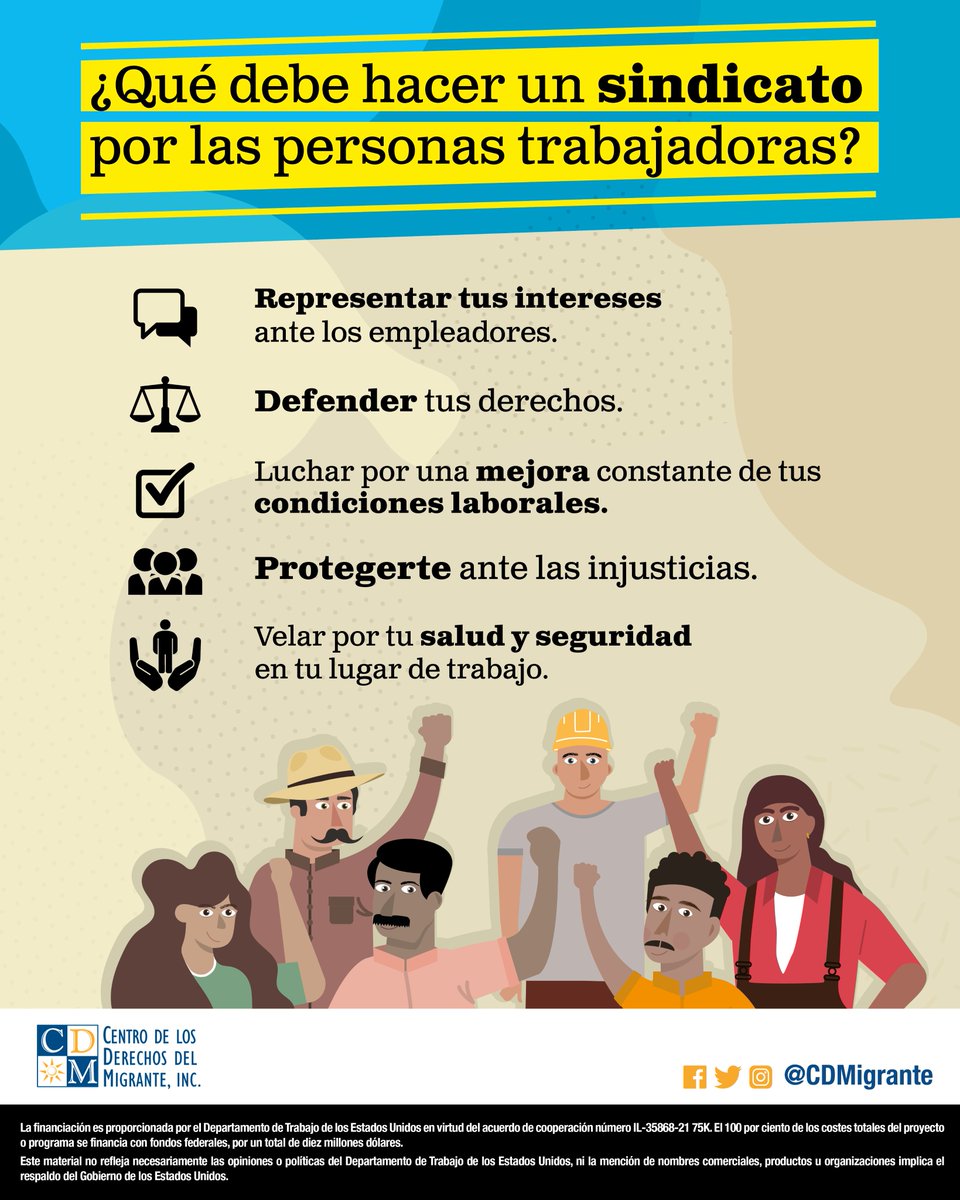 CDMigrante's tweet photo. ¡La unión hace la fuerza! Los sindicatos se crean por las personas trabajadoras, para las personas trabajadoras. Defendamos juntas y juntos nuestros derechos humanos laborales. 
#ReformaLaboral #Vozypoder #LibertadSindical #DemocraciaSindical #LaReformaesTuya https://t.co/l1hiwlxjIg