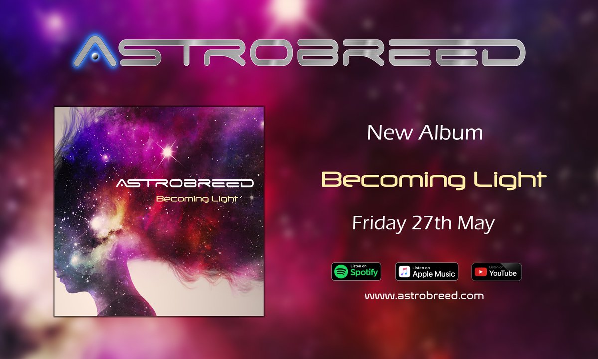 astrobreed's tweet photo. We're beyond excited to announce the release date of our debut album!  "Becoming Light" will be released on all digital platforms on Friday May the 27th. Mark it on your calendar!

#astrobreed #newAlbum #becomingLight #instrumental #instrumentalRock #newMusic https://t.co/B4JiZ3LwCX