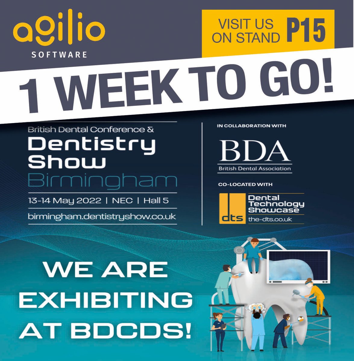 Agilio_Dental's tweet photo. Not long to go! We're very excited to be showcasing our Agilio dental business support software at the #BDCDS @dentistryshowCS in Birmingham next week. Look out for a new addition to our product family! 😊

#iComply #dentalcompliance #iTeam #dentalHR #iLearn #dentalCPD https://t.co/2auQ5DnDiS