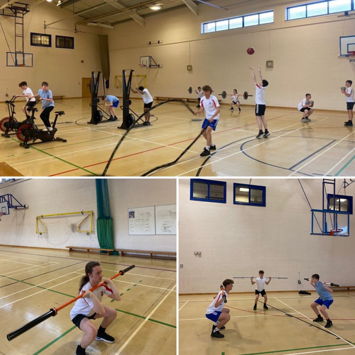 StJoesRCpe's tweet photo. Year 9 making good use of our new equipment!👌🏻 Great way to introduce intensity following descriptions and practice on the squat🏋🏻‍♂️ #DeliberatePractice #SkiErg #AirBike #FunctionalMovements #HighIntensity https://t.co/yN3ctMx3Md