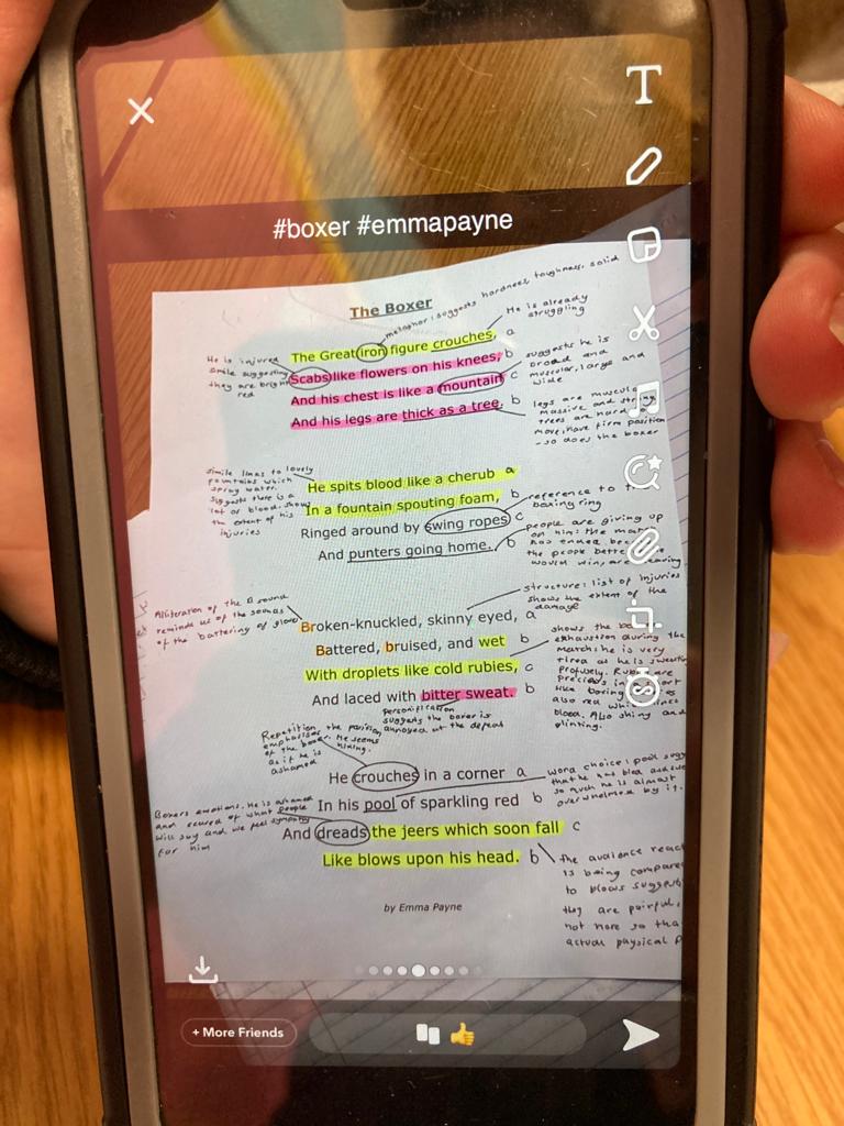 2C1 challenged 2D1 on their social media posts following last weeks annotation of The Boxer by Emma Payne. By the looks of these Dundarg have some serious competition!!  <a href="/FraserburghAcad/">Fraserburgh Academy</a> <a href="/Corbie_House/">Corbie House</a> <a href="/DundargHouseFA/">Dundarg💙</a>
