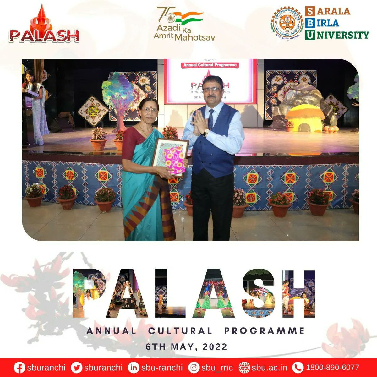 sburanchi's tweet photo. Sarala Birla University, Ranchi proudly organized today Intra University Annual Cultural Programme "Palash" on the theme 'Azadi ka Amrit Mahotsav' were students actively participated in many cultural events and activities with great zeal and enthusiasm.
#palash #AnnualProgramme https://t.co/1YMOLRgV3N