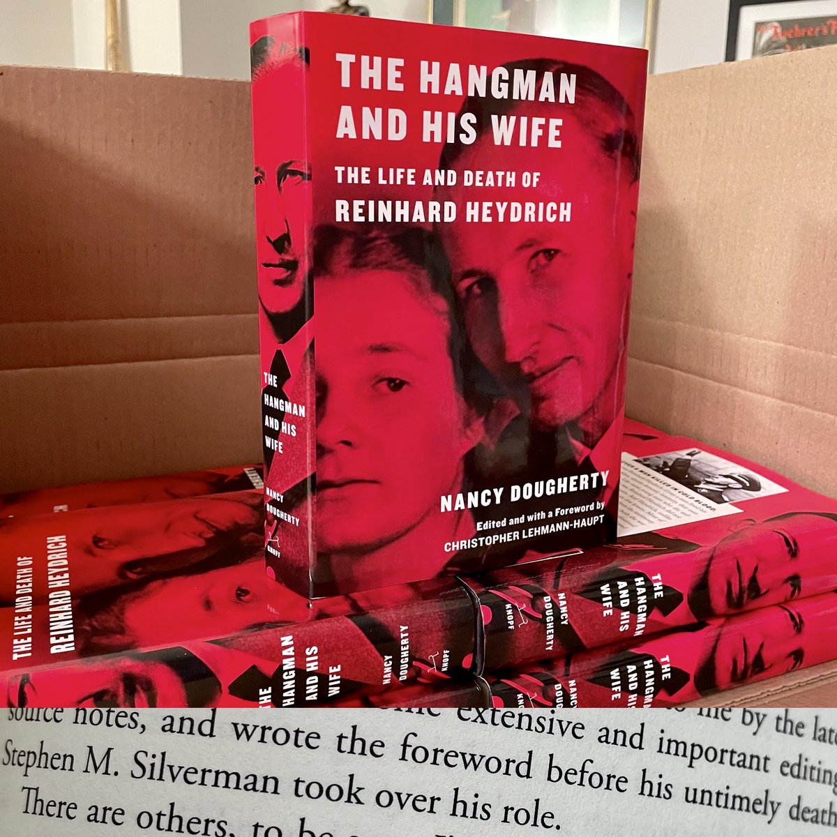 stephenmsilverm's tweet photo. JUST ARRIVED, new book on Nazi monster Reinhard Heydrich that I completed after the deaths of  its author, Nancy Dougherty, and its editor, Christopher Lehmann-Haupt. Horrifically grim but worthwhile. On sale May 24. Early rave reviews. From Knopf. https://t.co/oy4JuiNWoM