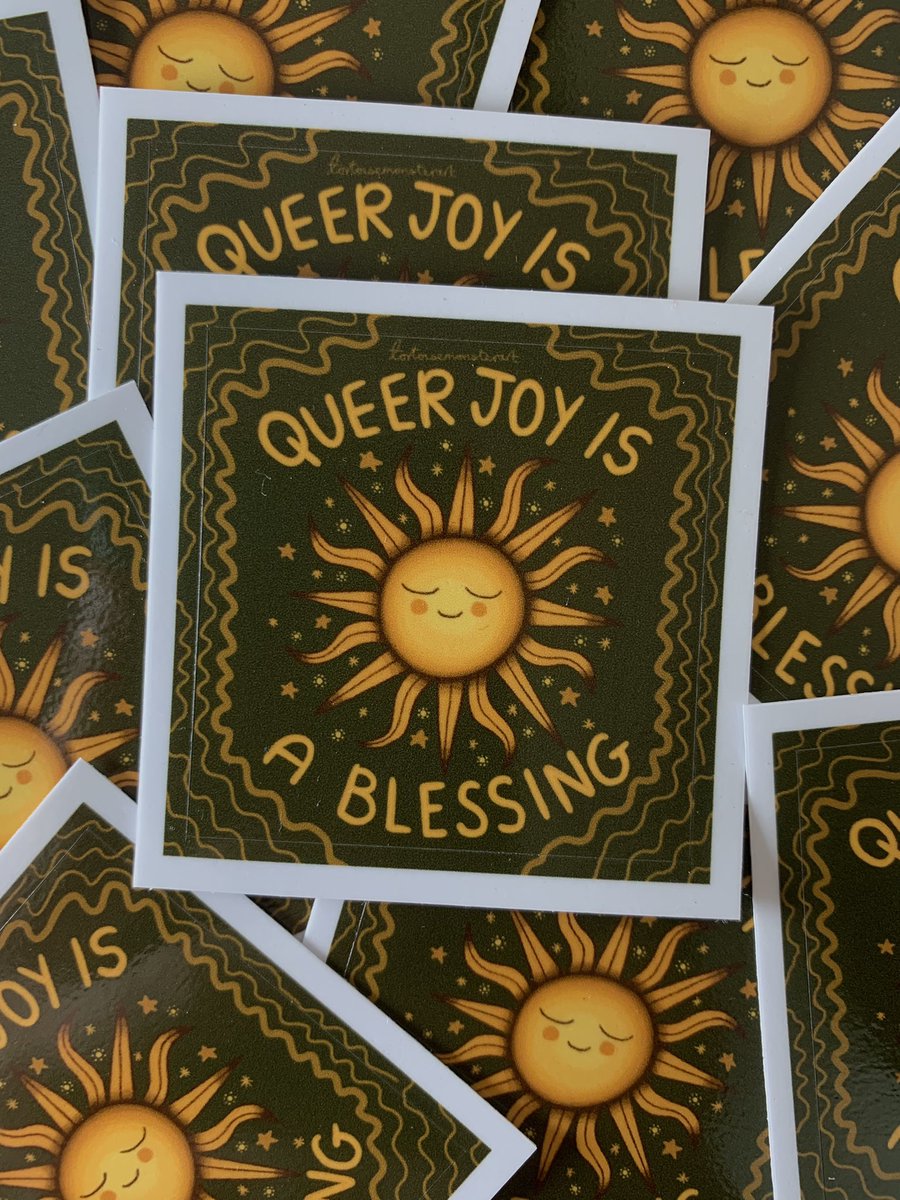 one of the new sticker designs up on my art shop!!! 🌞queer joy is a blessing 😌