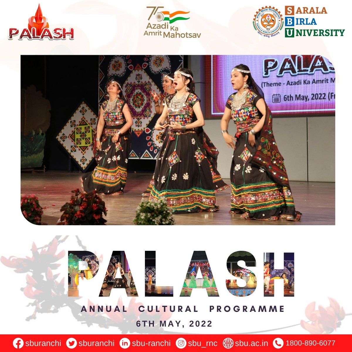 sburanchi's tweet photo. Sarala Birla University, Ranchi proudly organized today Intra University Annual Cultural Programme "Palash" on the theme 'Azadi ka Amrit Mahotsav' were students actively participated in many cultural events and activities with great zeal and enthusiasm.
#palash #AnnualProgramme https://t.co/kJl6q3YpsZ