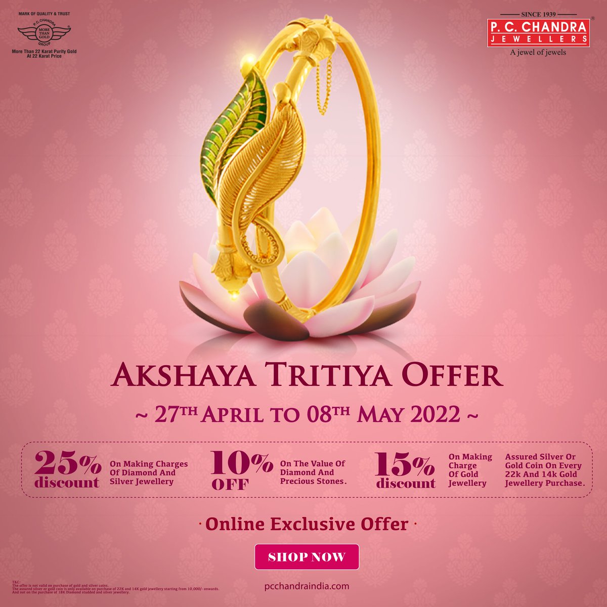 PCChandraJwelrs's tweet photo. Designed in gold, this beautiful bangle is a piece of art for you to adorn. Shop now at https://t.co/DhyuQUJhlB and avail amazing offers!
Hurry up only 3days left
#PCCJ #PCChandraJewellers #banglescollection #AkshayaTritiyaOffer https://t.co/OFrhZ12NMC