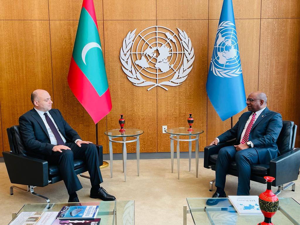 UN_PGA's tweet photo. Good to meet H.E. Mr. @Anar_Karim, Culture Minister of Azerbaijan.

Was briefed on the “Peace4Culture Global Call” initiative which emphasizes intercultural &amp; interreligious dialogue &amp; the interdependence of peaceful relations &amp; the safeguarding of cultural &amp; religious heritage. https://t.co/nulowP1Vtx