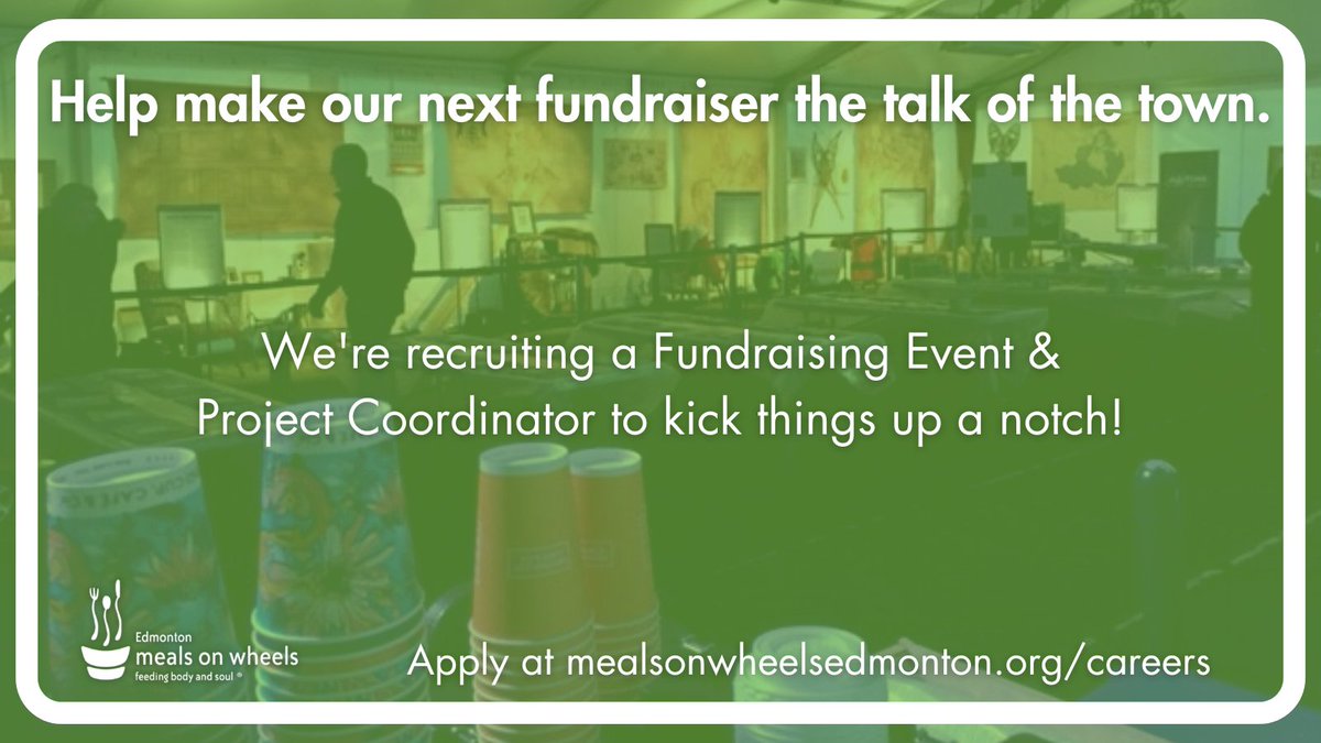 We're looking for the next member of our Fund Development team!

This is a newly revamped position, and the successful applicant will spearhead new fundraisers, legacy giving, donor engagement and more!

Apply by May 22 at mealsonwheelsedmonton.org/careers. #yegjobs