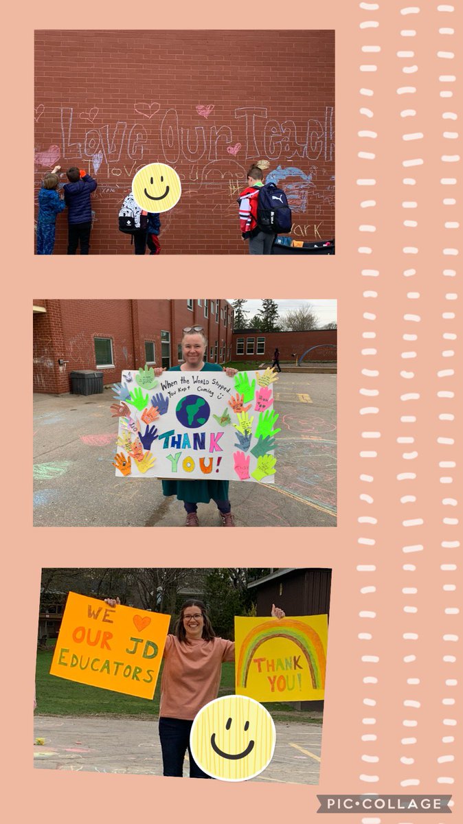JohnDearnessTV's tweet photo. Staff were feeling the love this morning when the school community surprised us with posters, clapping, music, treats and more to show their appreciation! So thankful to be part of this amazing community! #grateful #jdrocks @RAndrewCanham https://t.co/XSnfnhPLdJ
