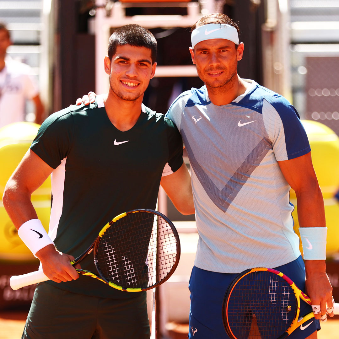 atptour's tweet photo. We'll be showing this photo to our grandkids someday 🎾

@RafaelNadal | @alcarazcarlos03 | #MMOPEN https://t.co/yvNTJz0Peb