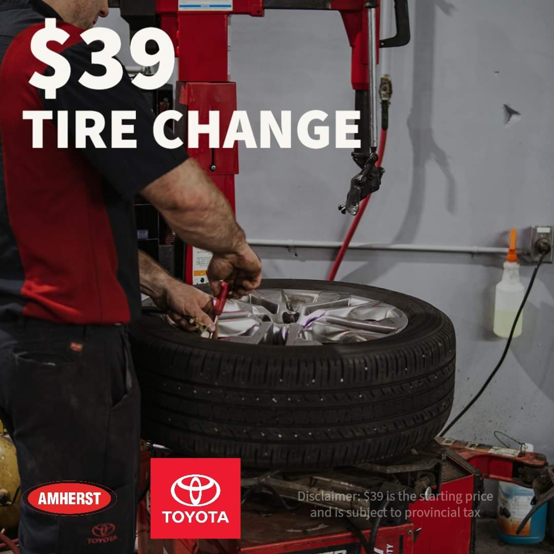 AmherstToyota's tweet photo. OUR SEASONAL CHANGEOVER FOR TIRES ON RIMS STARTS AT JUST $39!
Don’t wait for your winter tires to wear out! Drive with confidence and choose Amherst Toyota today.

Call now (902)667-8348 or go online at https://t.co/3BZWCeVtxp https://t.co/8OAWRRene3