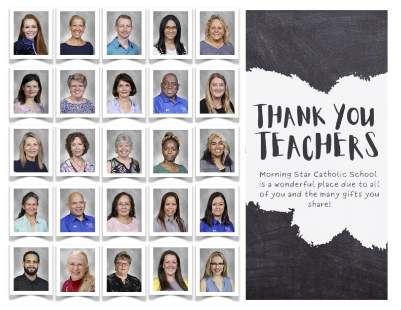 MSCatholicOrl's tweet photo. As Teacher Appreciation Week comes to a close, thank you to all of our teachers for what you do for our students and the Morning Star Catholic School Community! https://t.co/gMTs2ZkTFy