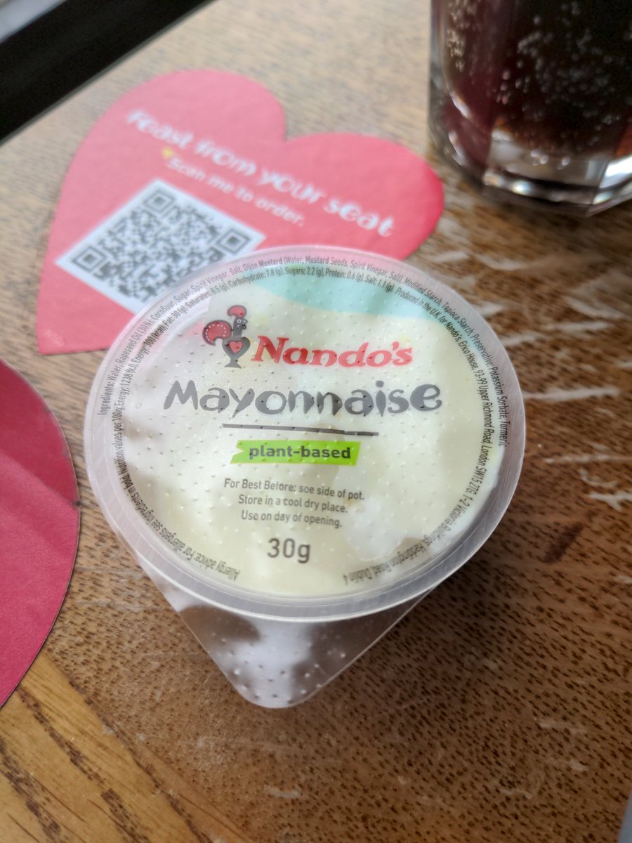DCReds2020's tweet photo. @NandosUK I'm all for being green but just wanted to say the new mayo sucks. The old mayo was one of the only reasons my wife and I went (past tense) to Nandos and now it's gone... #flavourless #BringBackTheOldNandosMayo @SophieTossell @Sarahcrclarke https://t.co/4904fHrnP0