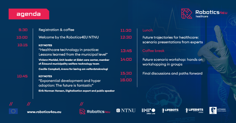 Robotics4EU's tweet photo. 🚨Tomorrow, don't miss the workshop that will give you a vision for 2050 #healthtechcare.
Hosted by @Robotics4EU @NTNU, #IMRO-Lab, @LifebotsMSCA, @LEE, @AUTOWORK
📅May 24th I 10:00-04:00 CET
Know all about and sign up 📌https://t.co/8OkaDT7k0E
@CORDIS_EU