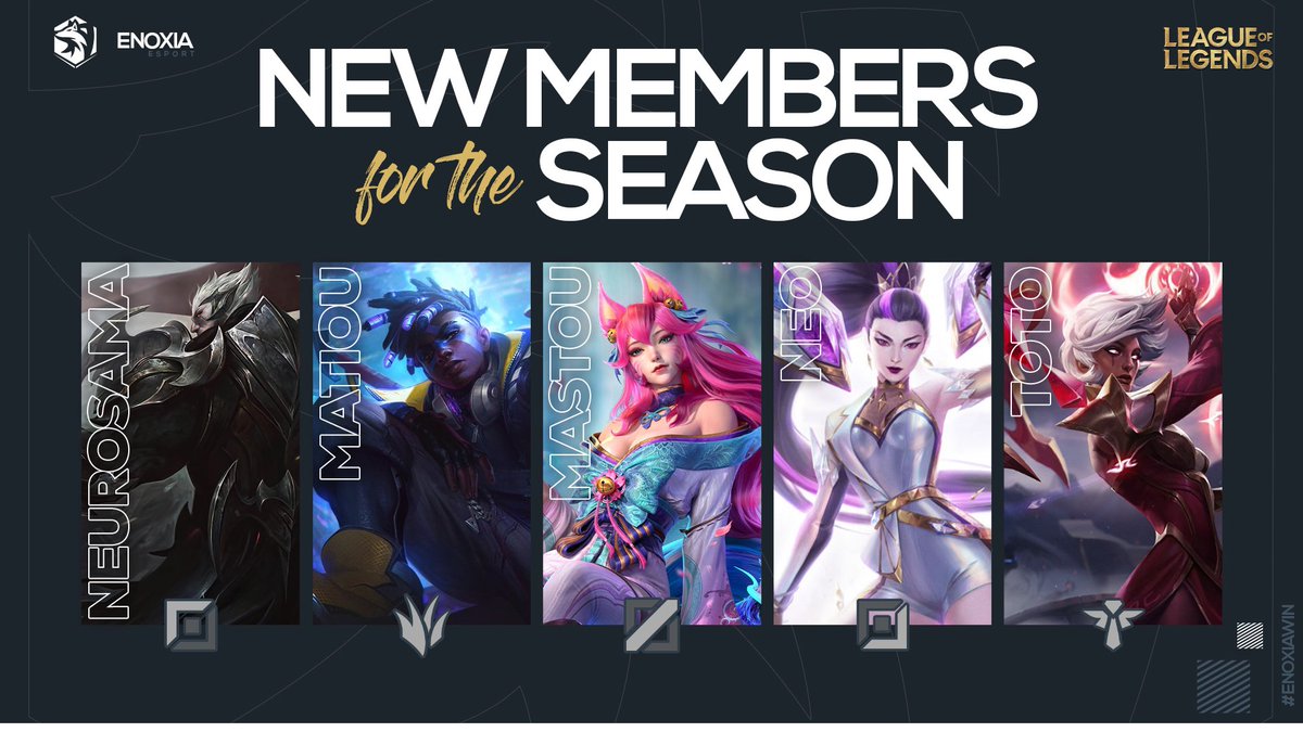 Il est l'heure de signer notre retour dans la faille de l'invocateur 🔥

C'est le moment pour notre équipe de troquer le chasuble pour le maillot et de montrer le travail réalisé dans l'ombre  👊

Bienvenue à notre toute nouvelle équipe #LeagueOfLegends ⚡️

#EnoxiaWIN 🤍🖤