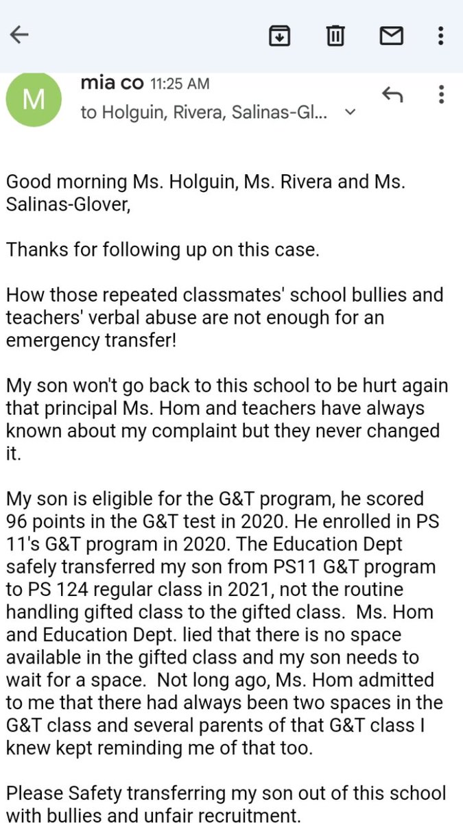 Ms.Zeng's son asked @NYCSchools for #EmergencyTransfer that multiple classmates'bullies and teachers'verbal abuses against him @Winners786 @jenjavajunky @kjb463 @Texy_Liz @LaurelBlu2 @ehmkcee @CajunBlueAZ1 @GegenWeathers @CurvyMissMia @cms1000 @WeHearPodcast @RealBBFan @rexzane1