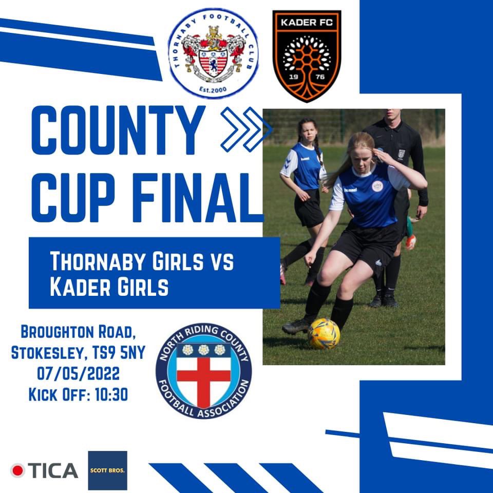 CUP FINAL PENDING 🔵⚪️

Tomorrow Morning our talented Under 16's compete in the County Cup Final. 

Finals are such an exciting experience for any player, but the County Cup is always special. We hope to see all you #Blues fans there to support the #nextgen. 

COME. ON. THORNABY