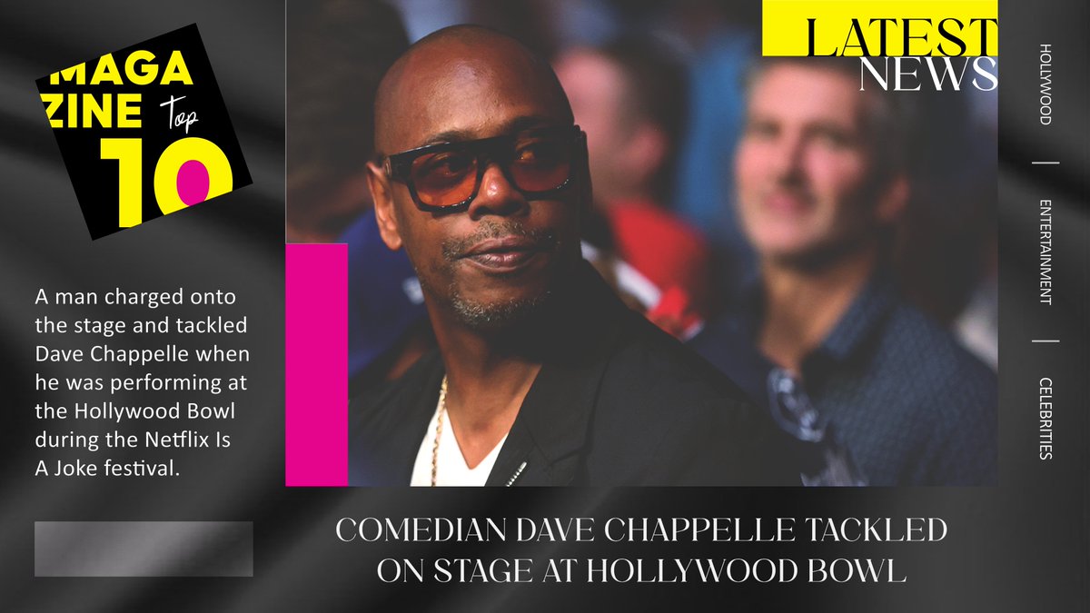 TopTen_Magazine's tweet photo. US comedian Dave Chappelle was tackled on stage during his act at the Hollywood Bowl in Los Angeles on Tuesday night (May 3).
article link: https://t.co/FBESNpw5xR
#TopTenMagazine #Entertainment #Hollywood #Celebrities #DaveChappelle #Comedian #Netflix #HollywoodBowl https://t.co/Zdzvu3Xhav