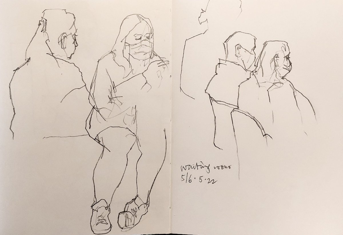 jshakart's tweet photo. #thedailysketch Very quick studies in hospital and GP waiting rooms. #blackwingpencil #A5 #doublepage #leuchtturm1917 #sketchbook #guerrillaportraits #movingsubjects #usk Walsall, England https://t.co/DJ8156vBX7
