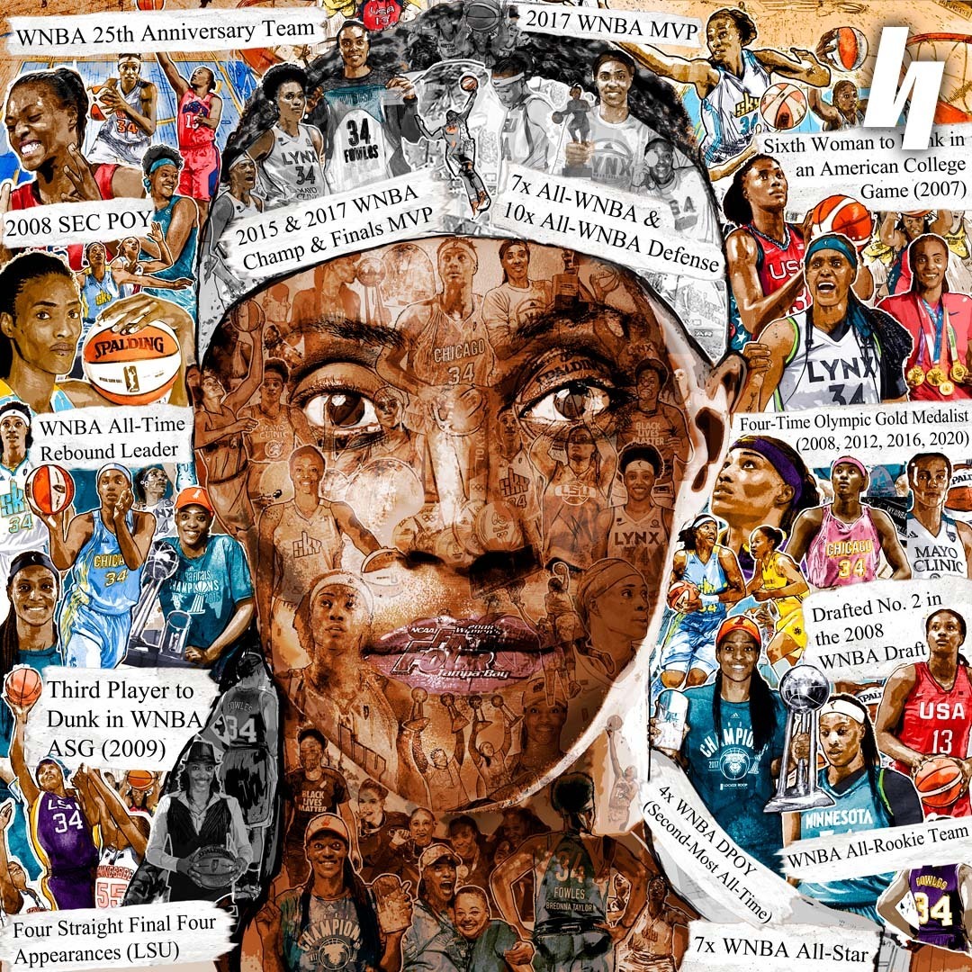 BleacherReport's tweet photo. One last dance for Sylvia Fowles this season, one of the greatest WNBA centers of all time 🏆

2x champion
2x Finals MVP
1x MVP
4x Olympic gold medalist
7x All-Star

Legend. https://t.co/saxXXxcXR5