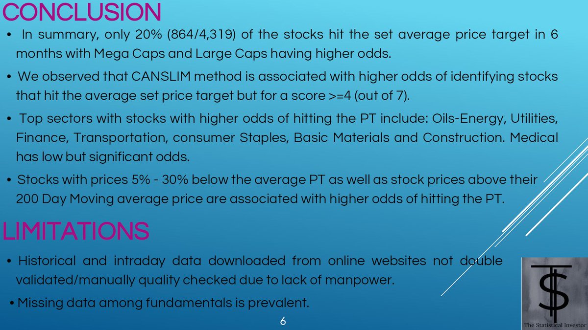 thestatistical2's tweet image. (2) Study 1: Part 1: We assessed the association between the CANSLIM method developed by William O'Neil, the founder of @investorsbusinessdaily, and the odds of a stock price hitting the set Price target.